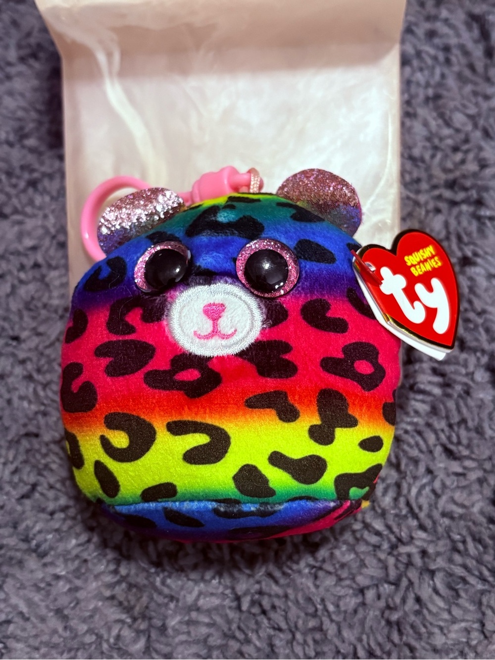 NWT Ty Squishy Beanies rainbow leopard whose name is: Dotty